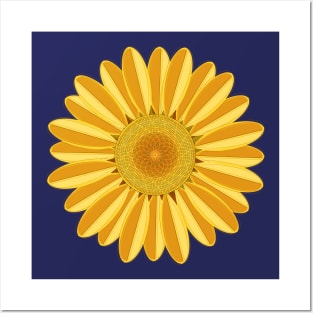 Golden Yellow Boho Sunflower Posters and Art